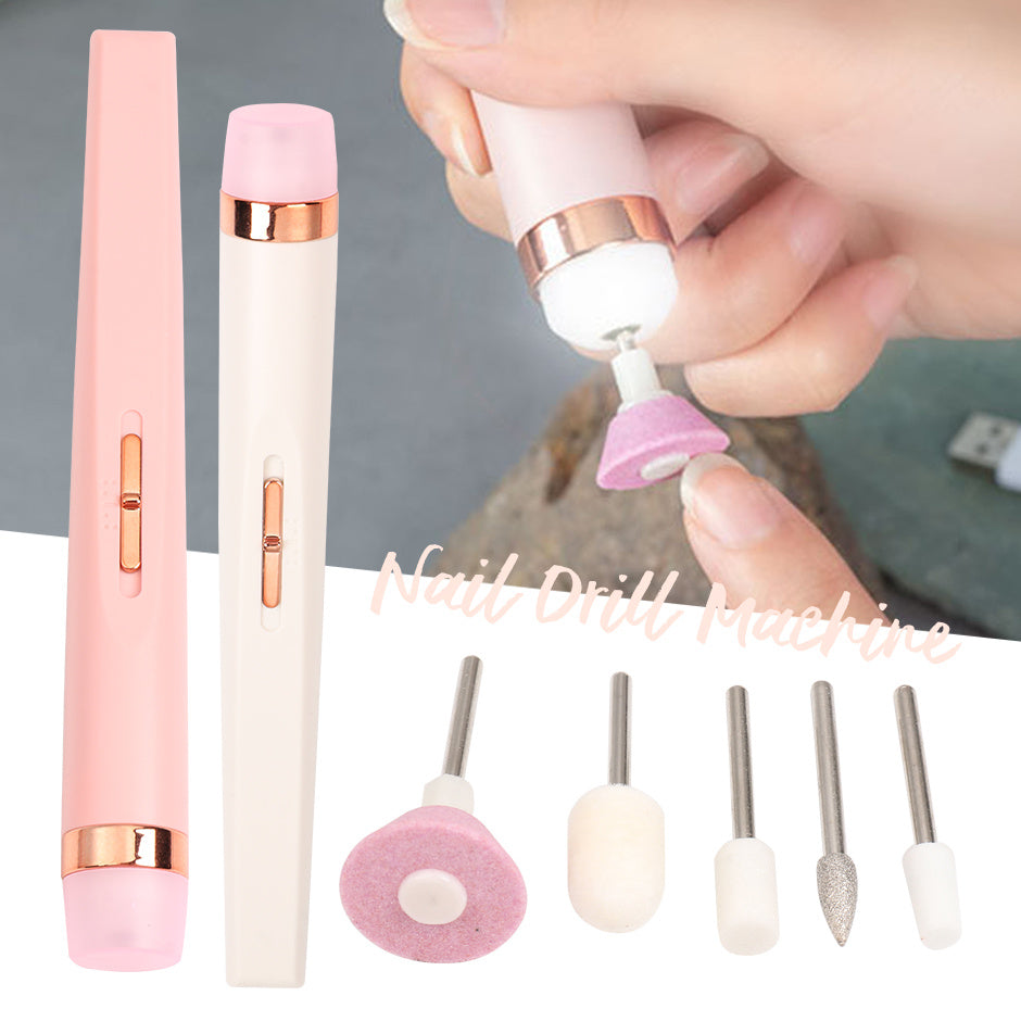 5in1 Manicure Machine Set Electric Nail Drill Polisher Cordless USB Rechargeable