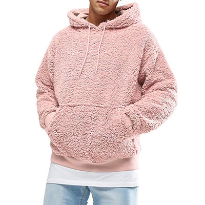 Autumn and winter furry and fluffy hooded men's hoodie