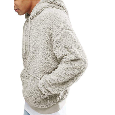 Autumn and winter furry and fluffy hooded men's hoodie